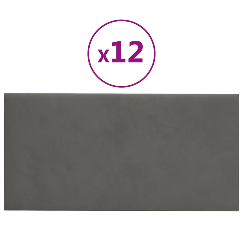 Afbeelding laden in galerijviewer, Vidaxl wandpanelen 12 st 0,54 m² 30x15 cm fluweel donkergrijs
