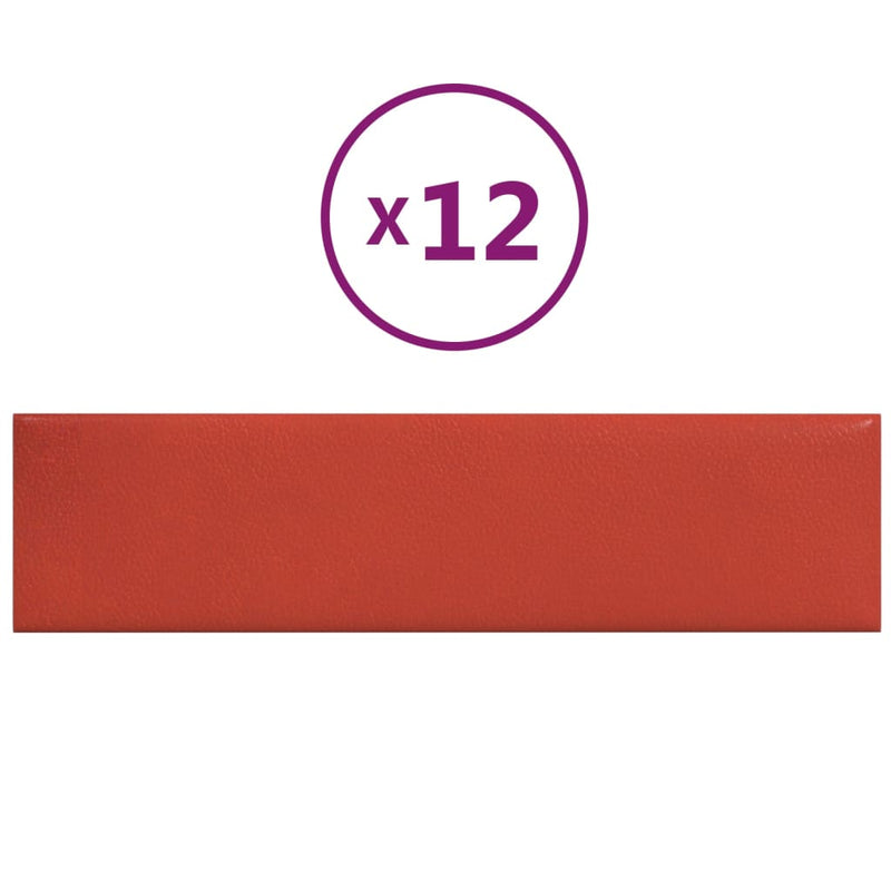 Afbeelding laden in galerijviewer, Vidaxl wandpanelen 12 st 1,08 m² 60x15 cm kunstleer rood
