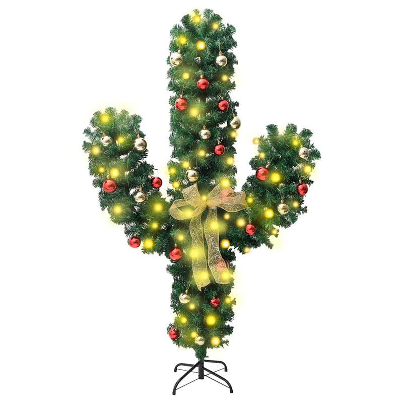 Afbeelding laden in galerijviewer, Vidaxl kerstcactus met standaard en led's 180 cm pvc groen
