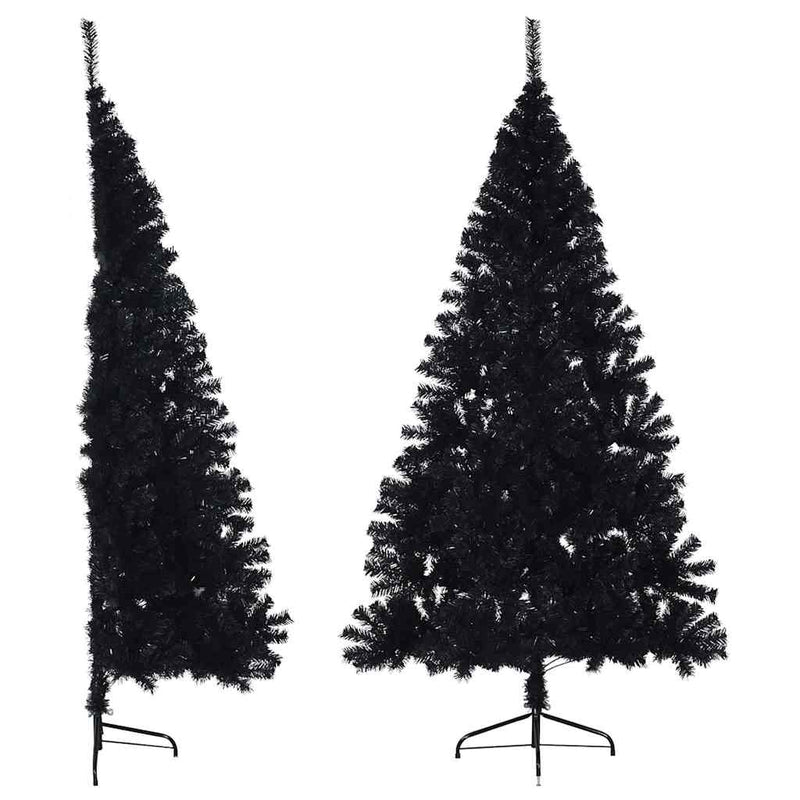 Afbeelding laden in galerijviewer, Vidaxl kunstkerstboom met standaard half 180 cm pvc zwart
