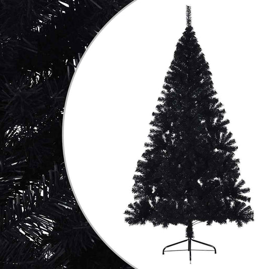 Vidaxl kunstkerstboom met standaard half 180 cm pvc zwart