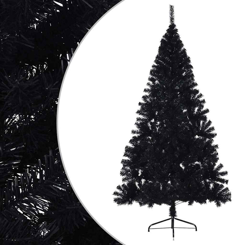 Afbeelding laden in galerijviewer, Vidaxl kunstkerstboom met standaard half 180 cm pvc zwart
