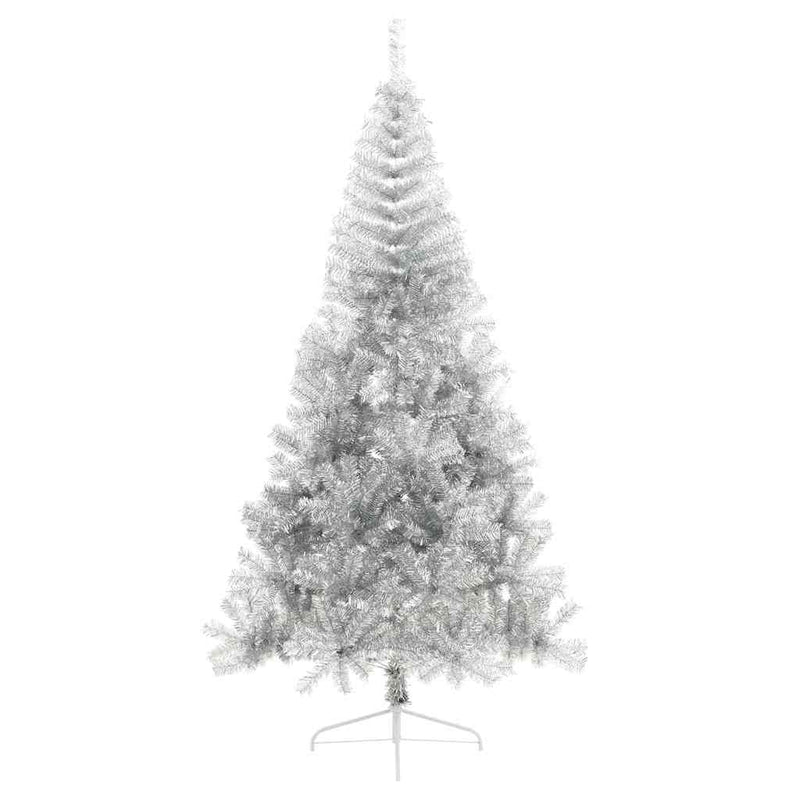 Afbeelding laden in galerijviewer, Vidaxl kunstkerstboom half met standaard 210 cm pet zilverkleurig
