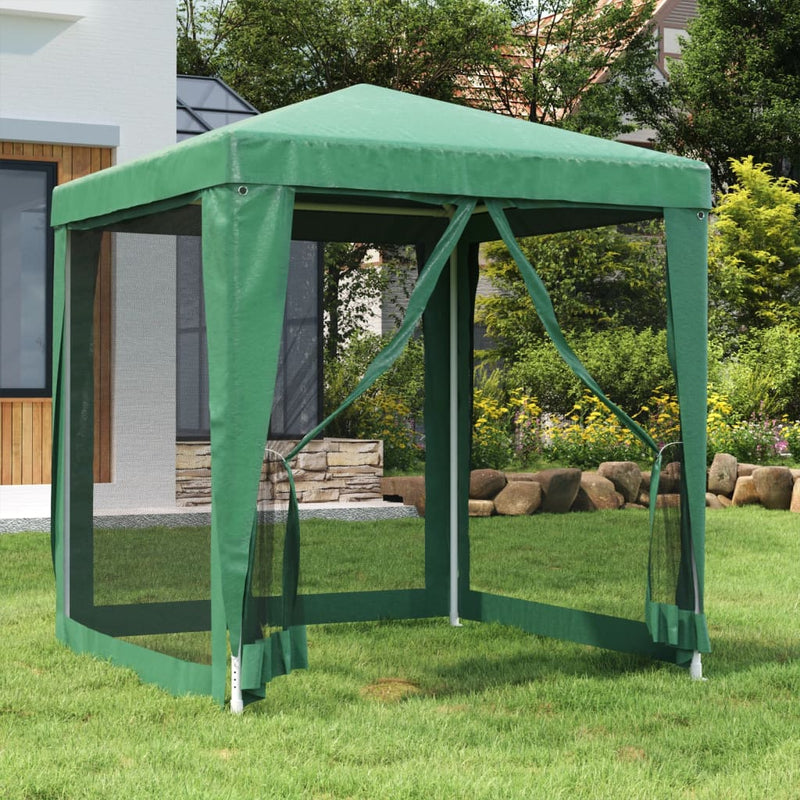 Afbeelding laden in galerijviewer, Vidaxl partytent met 4 mesh zijwanden 2x2 m hdpe groen
