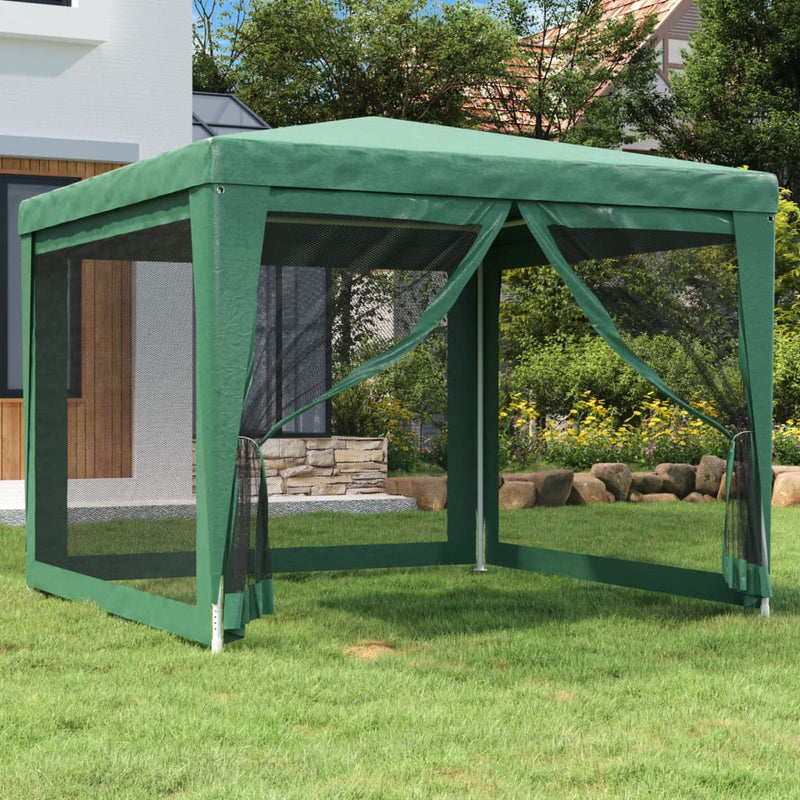Afbeelding laden in galerijviewer, Vidaxl partytent met 4 mesh zijwanden 3x3 m hdpe groen
