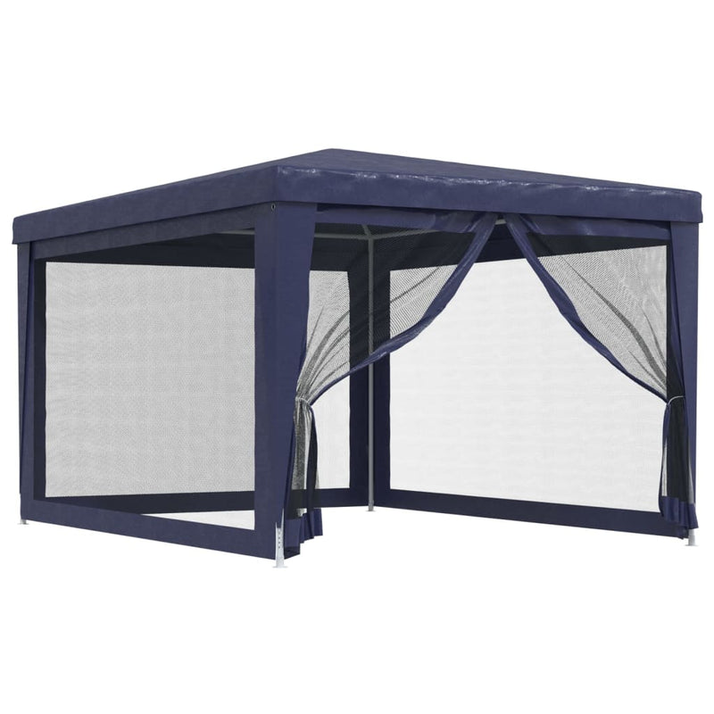 Afbeelding laden in galerijviewer, Vidaxl partytent met 4 mesh zijwanden 3x4 m hdpe blauw
