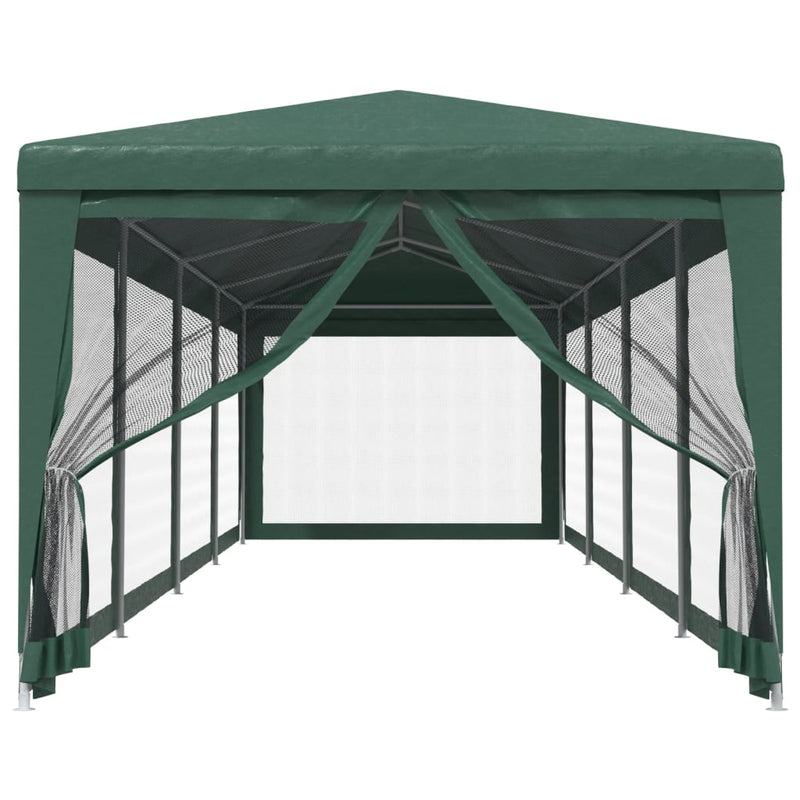 Afbeelding laden in galerijviewer, Vidaxl partytent met 10 mesh zijwanden 3x12 m hdpe groen
