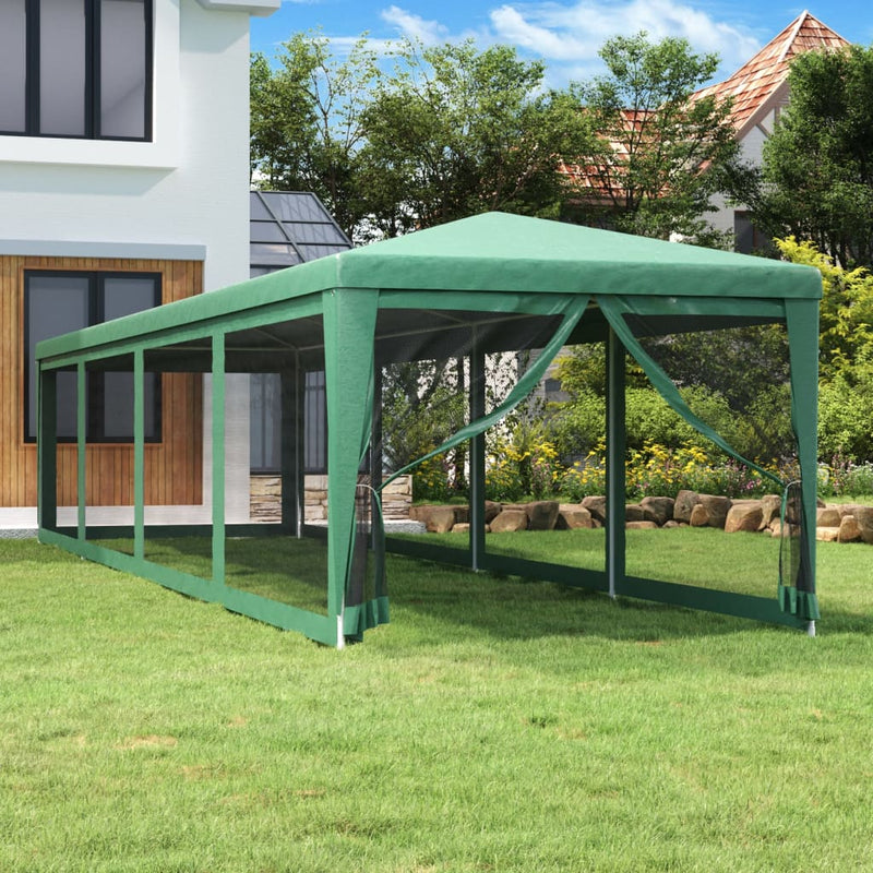 Afbeelding laden in galerijviewer, Vidaxl partytent met 10 mesh zijwanden 3x12 m hdpe groen
