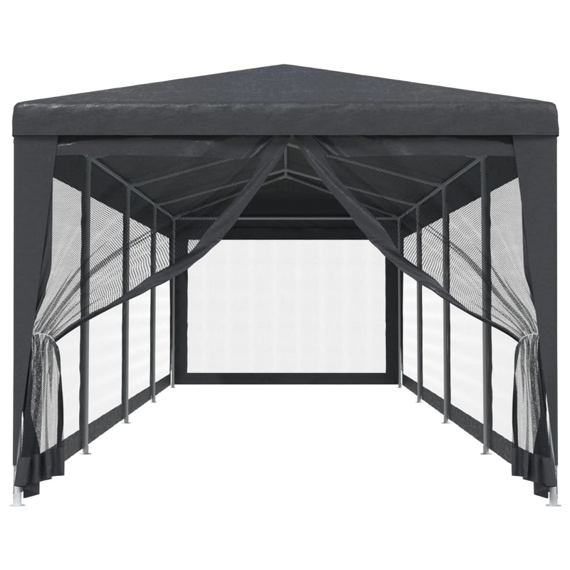 Afbeelding laden in galerijviewer, Vidaxl partytent met 10 mesh zijwanden 3x12 m hdpe antracietkleurig
