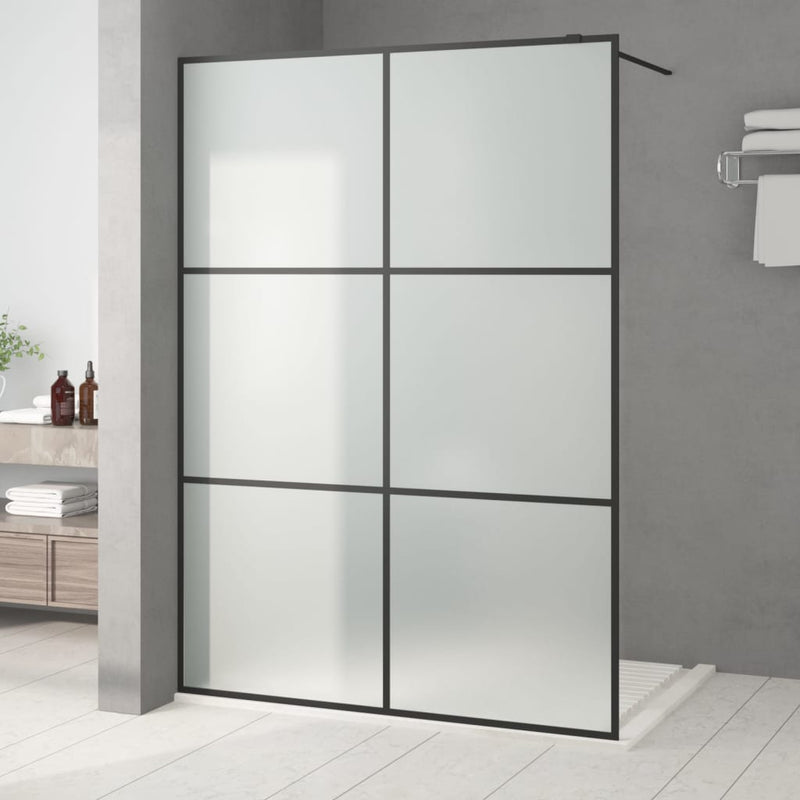 Afbeelding laden in galerijviewer, VidaXL Inloopdouchewand 140x195 cm mat ESG-glas zwart
