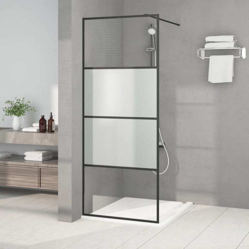 Afbeelding laden in galerijviewer, Vidaxl inloopdouchewand 80x195 cm halfmat esg-glas zwart
