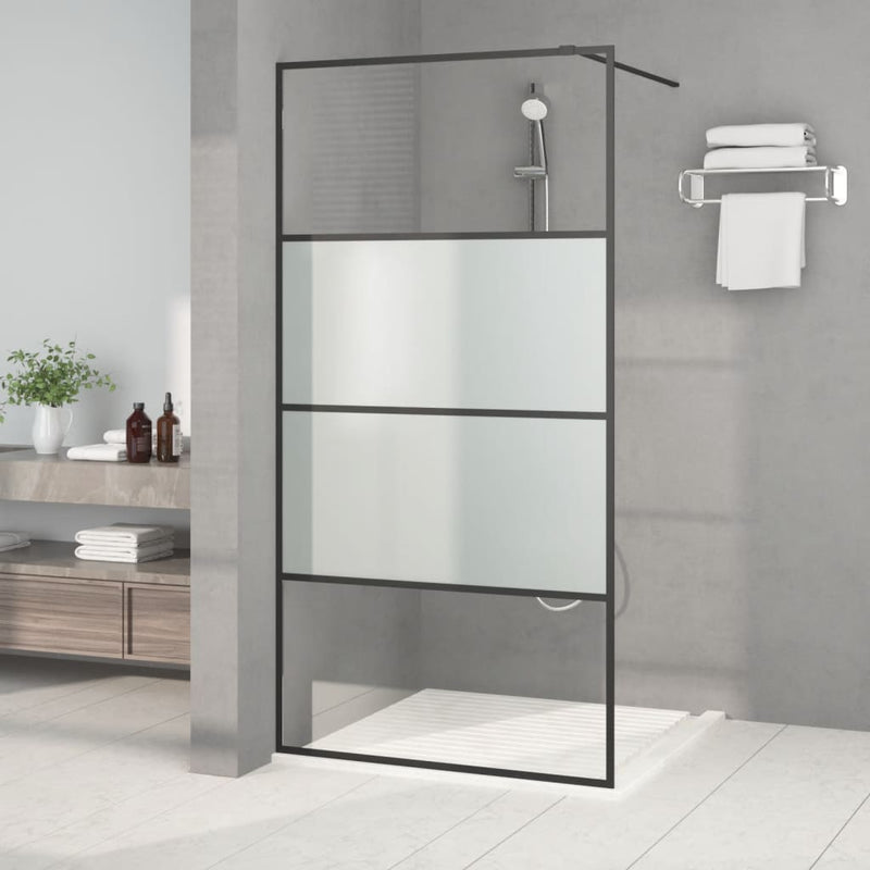 Afbeelding laden in galerijviewer, Vidaxl inloopdouchewand 100x195 cm halfmat esg-glas zwart
