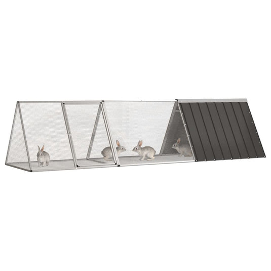 Vidaxl konijnenkooi antraciet 302,5x80,5x71 cm gegalvaniseerd staal