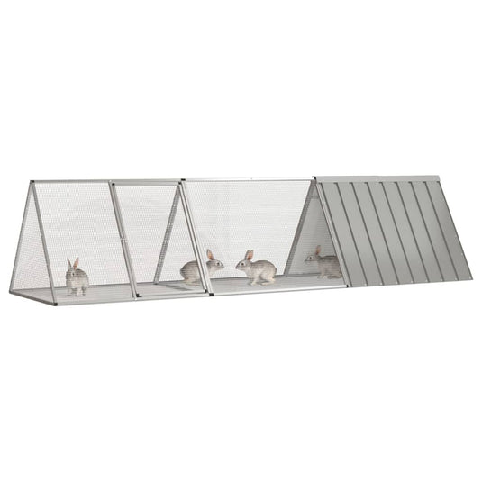Vidaxl konijnenkooi grijs 302,5x80,5x71 cm gegalvaniseerd staal