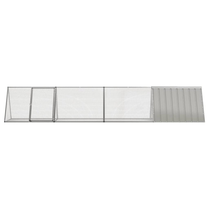 Afbeelding laden in galerijviewer, Vidaxl konijnenhok 403,5x80,5x71 cm gegalvaniseerd staal grijs
