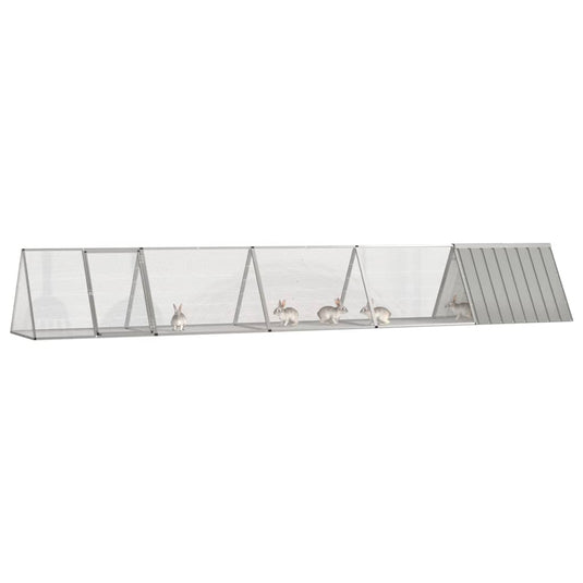 Vidaxl konijnenhok 504,5x80,5x71 cm gegalvaniseerd staal grijs