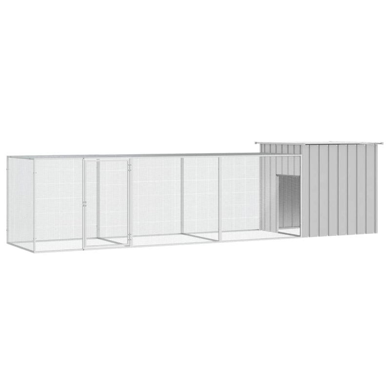Afbeelding laden in galerijviewer, VidaXL Kippenhok 400x91x100 cm gegalvaniseerd staal grijs
