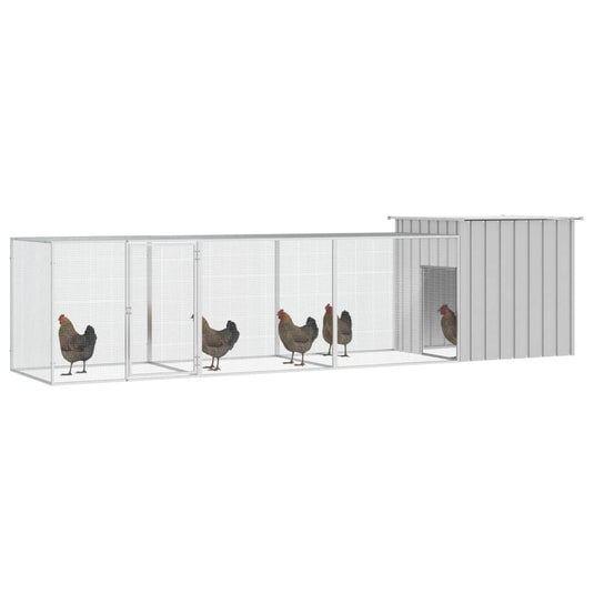 VidaXL Kippenhok 400x91x100 cm gegalvaniseerd staal grijs