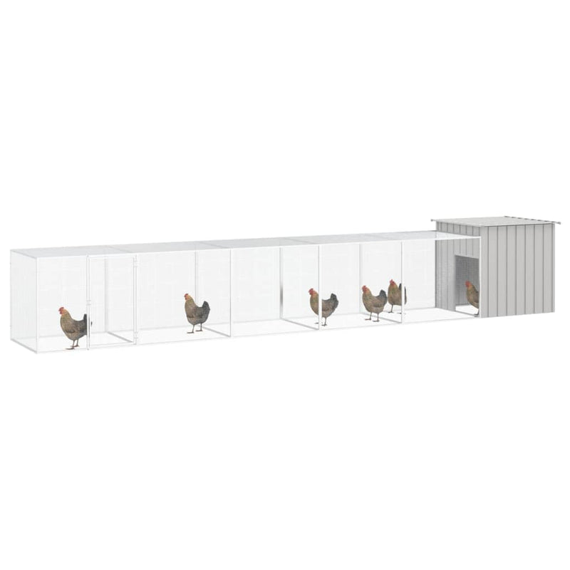 Afbeelding laden in galerijviewer, VidaXL Kippenhok 600x91x100 cm gegalvaniseerd staal grijs
