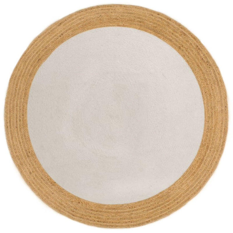 Afbeelding laden in galerijviewer, Vidaxl vloerkleed rond gevlochten 150 cm jute en katoen wit en naturel
