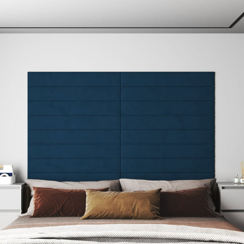 Afbeelding laden in galerijviewer, VidaXL Wandpanelen 12 st 1,62 m² 90x15 cm fluweel blauw
