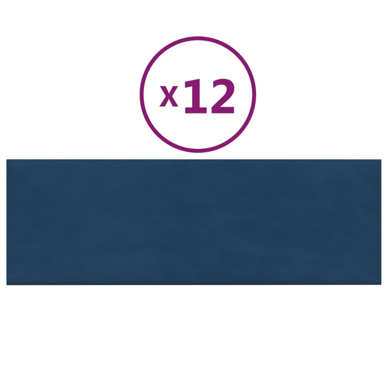 Afbeelding laden in galerijviewer, VidaXL Wandpanelen 12 st 3,24 m² 90x30 cm fluweel blauw
