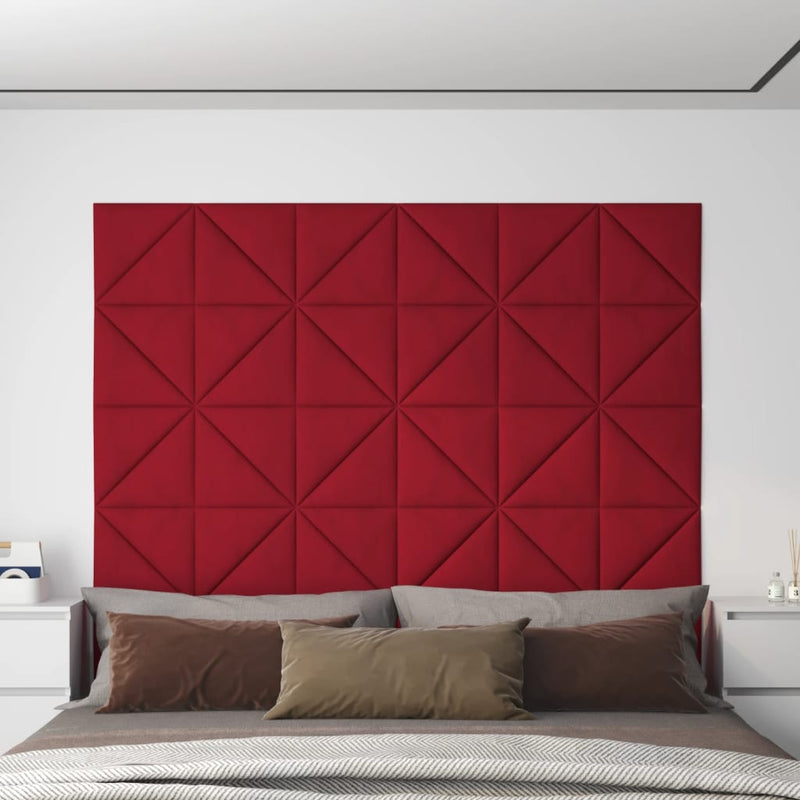 Afbeelding laden in galerijviewer, Vidaxl wandpanelen 12 st 0,54 m² 30x30 cm fluweel wijnrood
