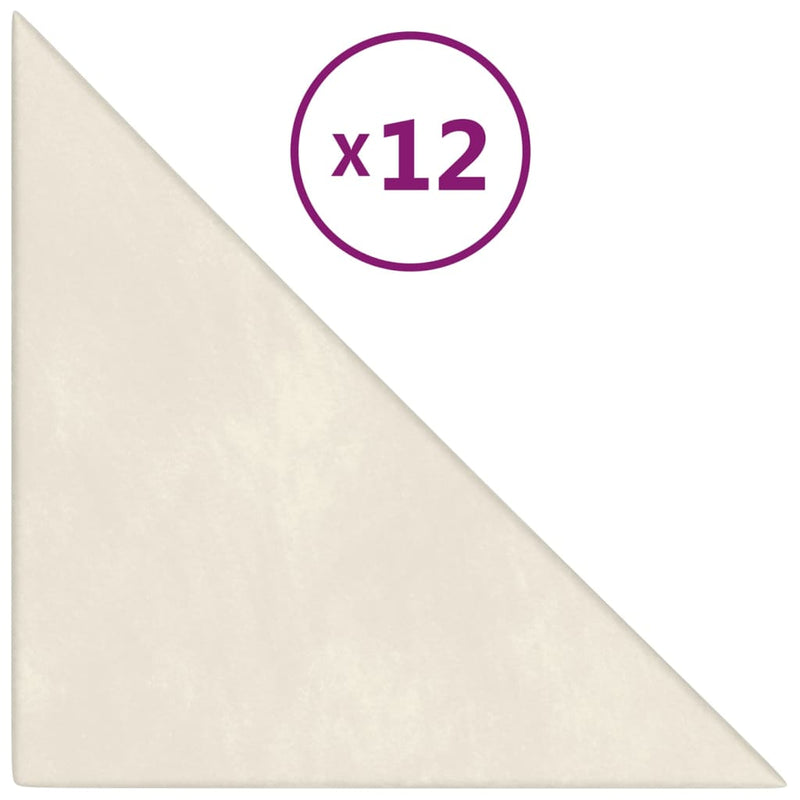 Afbeelding laden in galerijviewer, VidaXL Wandpanelen 12 st 0,54 m² 30x30 cm fluweel crèmekleurig
