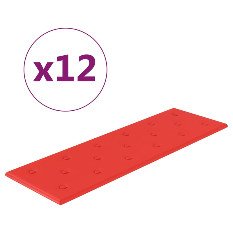 Afbeelding laden in galerijviewer, Vidaxl wandpanelen 12 st 3,24 m² 90x30 cm kunstleer rood
