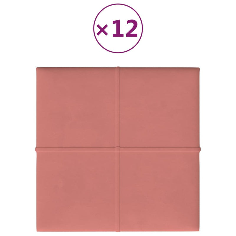 Afbeelding laden in galerijviewer, VidaXL Wandpanelen 12 st 1,08 m² 30x30 cm fluweel roze
