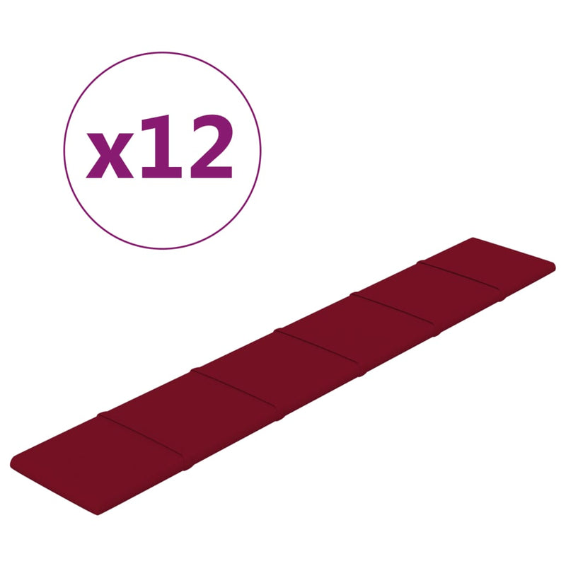 Afbeelding laden in galerijviewer, Vidaxl wandpanelen 12 st 1,62 m² 90x15 cm fluweel wijnrood
