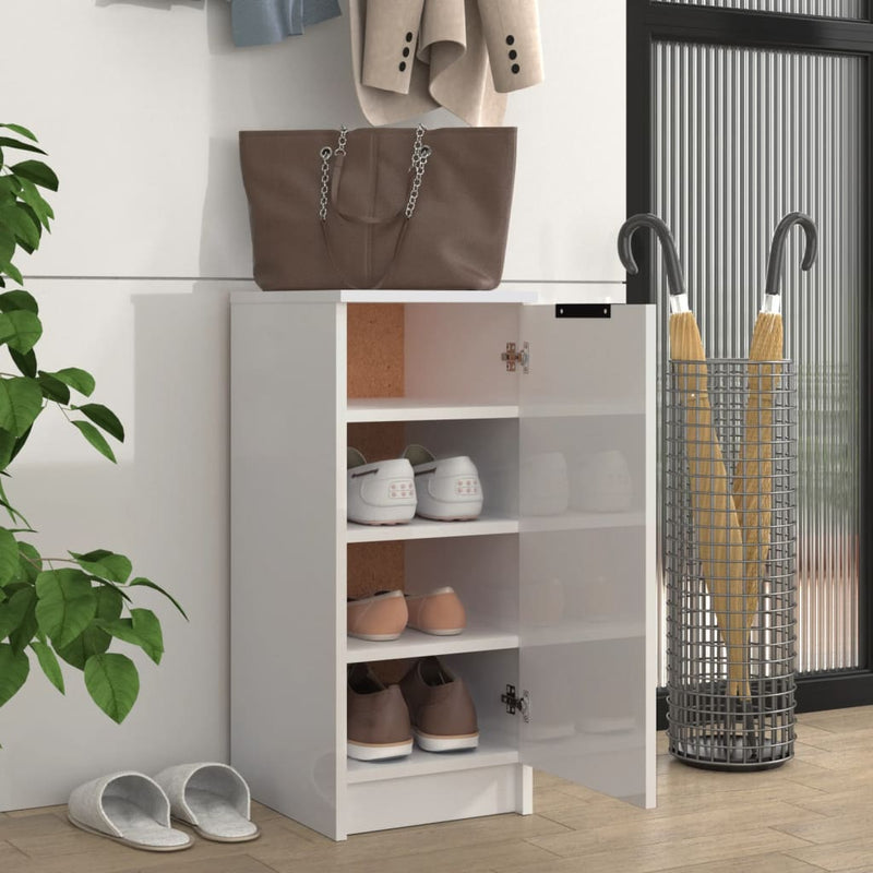 Afbeelding laden in galerijviewer, VidaXL Schoenenkast 30x35x70 cm bewerkt hout hoogglans wit
