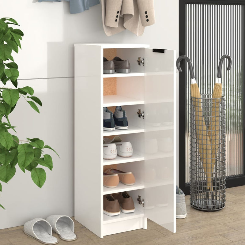 Afbeelding laden in galerijviewer, VidaXL Schoenenkast 30x35x100 cm bewerkt hout hoogglans wit
