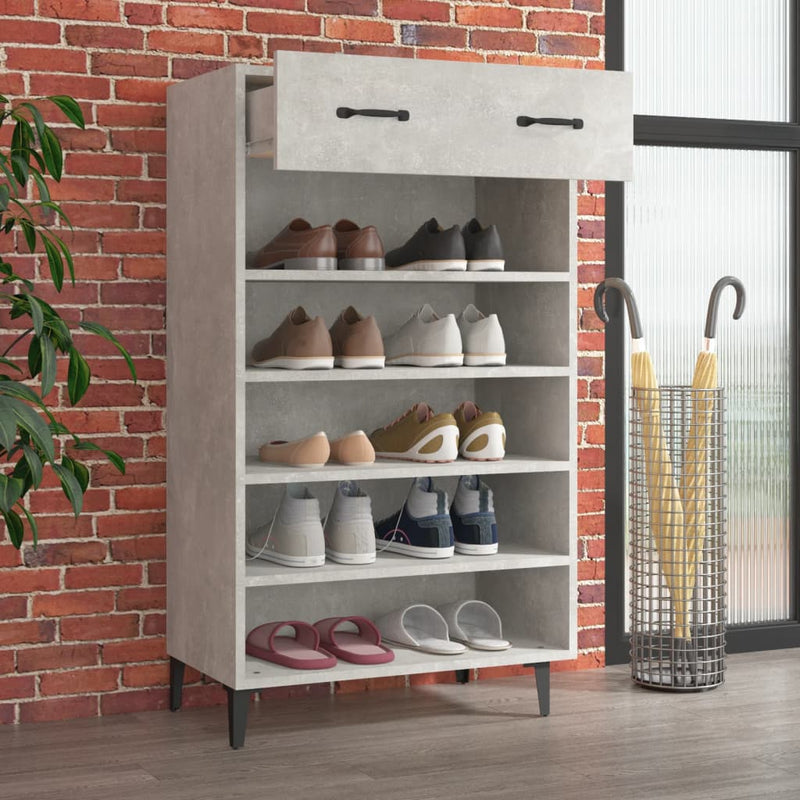 Afbeelding laden in galerijviewer, Vidaxl schoenenkast 60x35x105 cm bewerkt hout betongrijs
