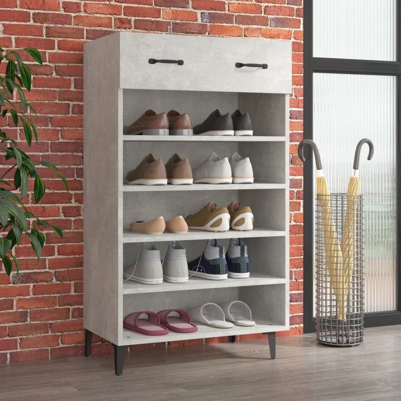 Afbeelding laden in galerijviewer, Vidaxl schoenenkast 60x35x105 cm bewerkt hout betongrijs
