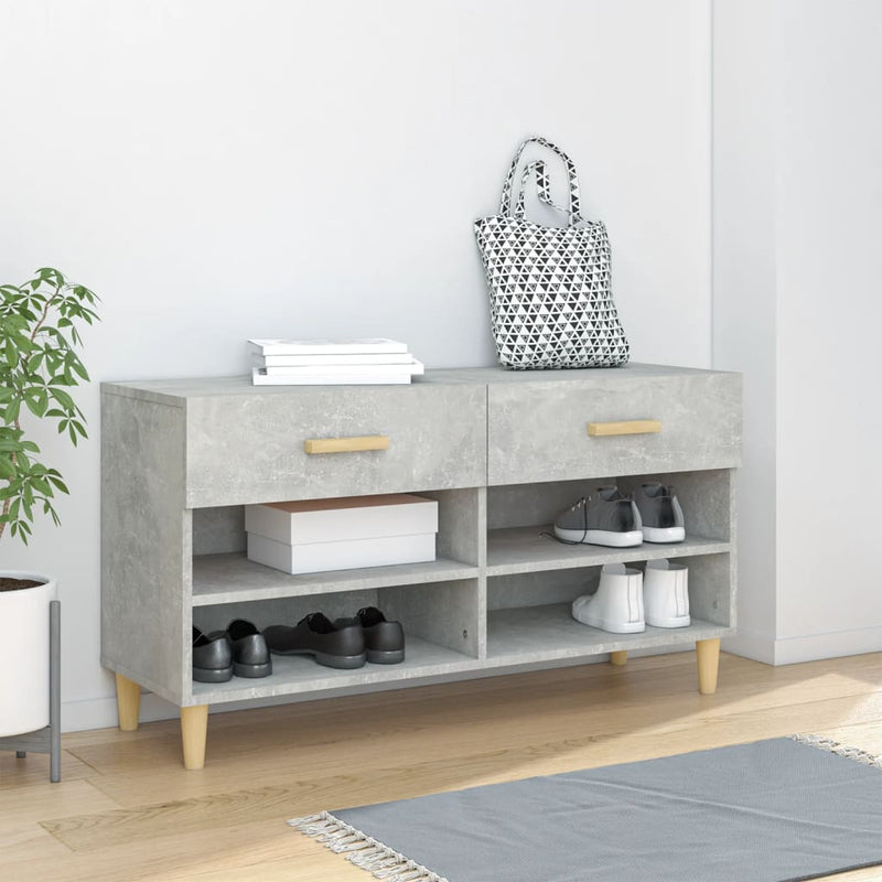 Afbeelding laden in galerijviewer, Vidaxl schoenenkast 102x35x55 cm bewerkt hout betongrijs
