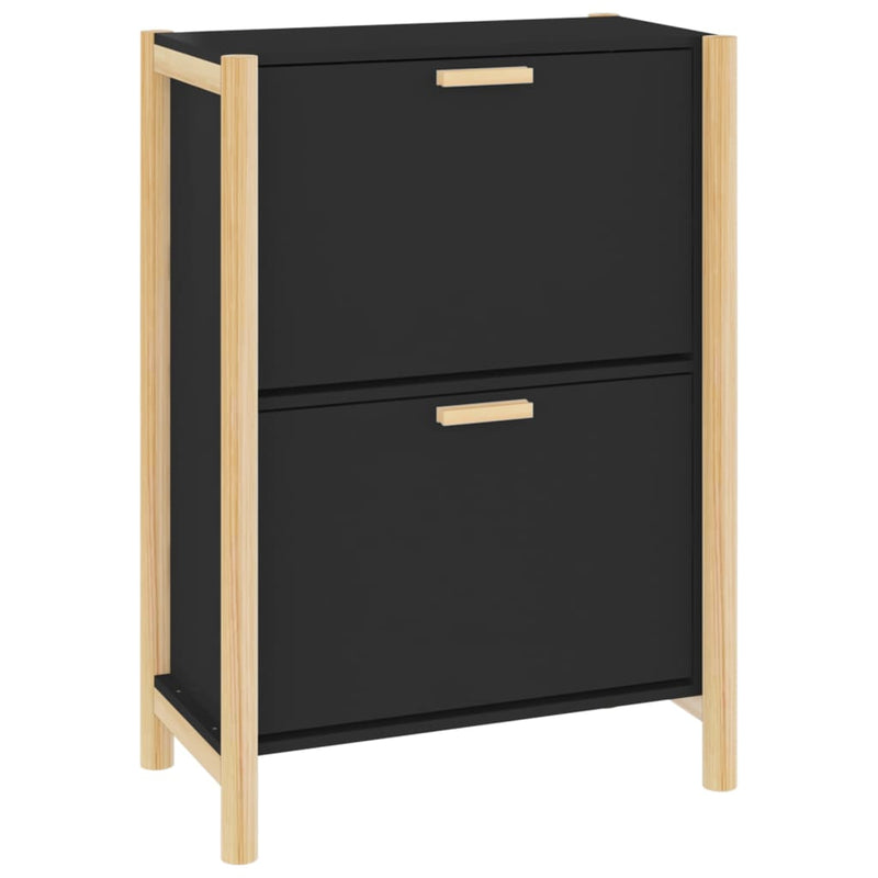 Afbeelding laden in galerijviewer, Vidaxl schoenenkast 57,5x33x80 cm bewerkt hout zwart
