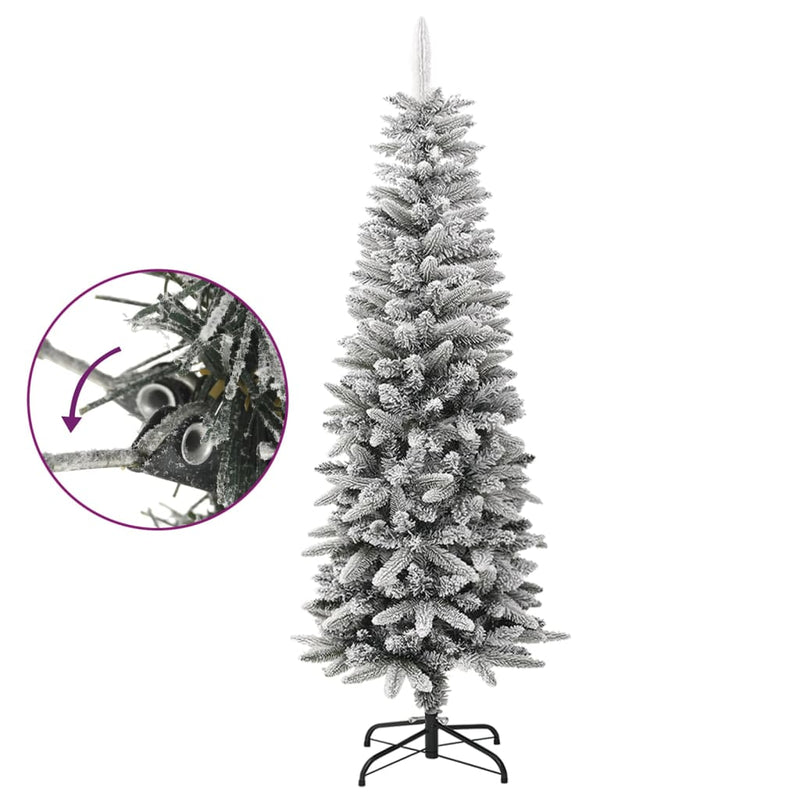 Afbeelding laden in galerijviewer, VidaXL Kunstkerstboom met sneeuw smal 150 cm PVC en PE
