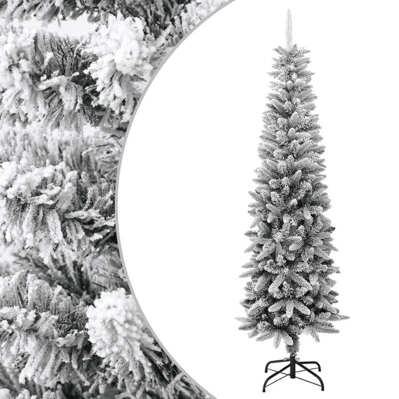 Afbeelding laden in galerijviewer, VidaXL Kunstkerstboom met sneeuw smal 210 cm PVC en PE
