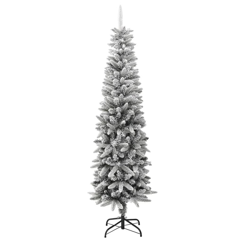 Afbeelding laden in galerijviewer, VidaXL Kunstkerstboom met sneeuw smal 210 cm PVC en PE
