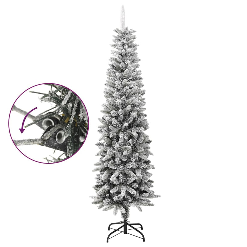 Afbeelding laden in galerijviewer, VidaXL Kunstkerstboom met sneeuw smal 210 cm PVC en PE
