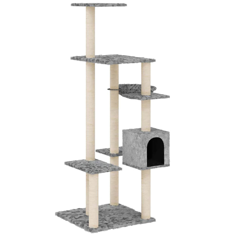 Afbeelding laden in galerijviewer, Vidaxl kattenmeubel met sisal krabpalen 142 cm lichtgrijs
