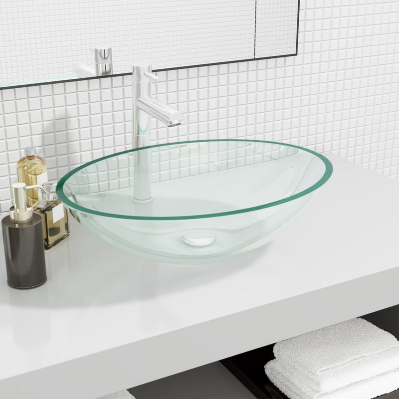 Afbeelding laden in galerijviewer, Vidaxl wasbak 50x37x14 cm glas transparant
