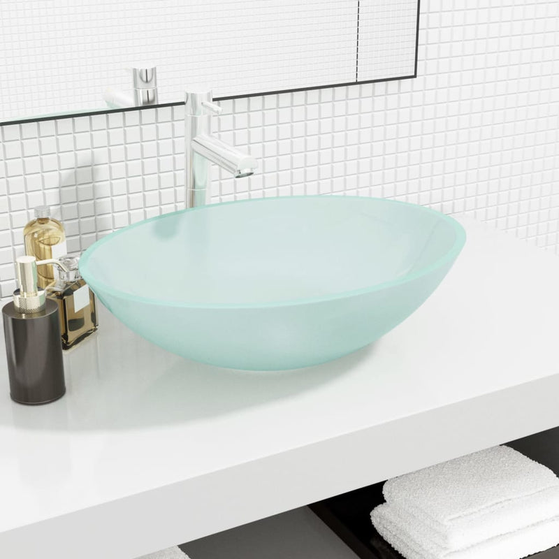 Afbeelding laden in galerijviewer, Vidaxl wasbak 50x37x14 cm glas mat
