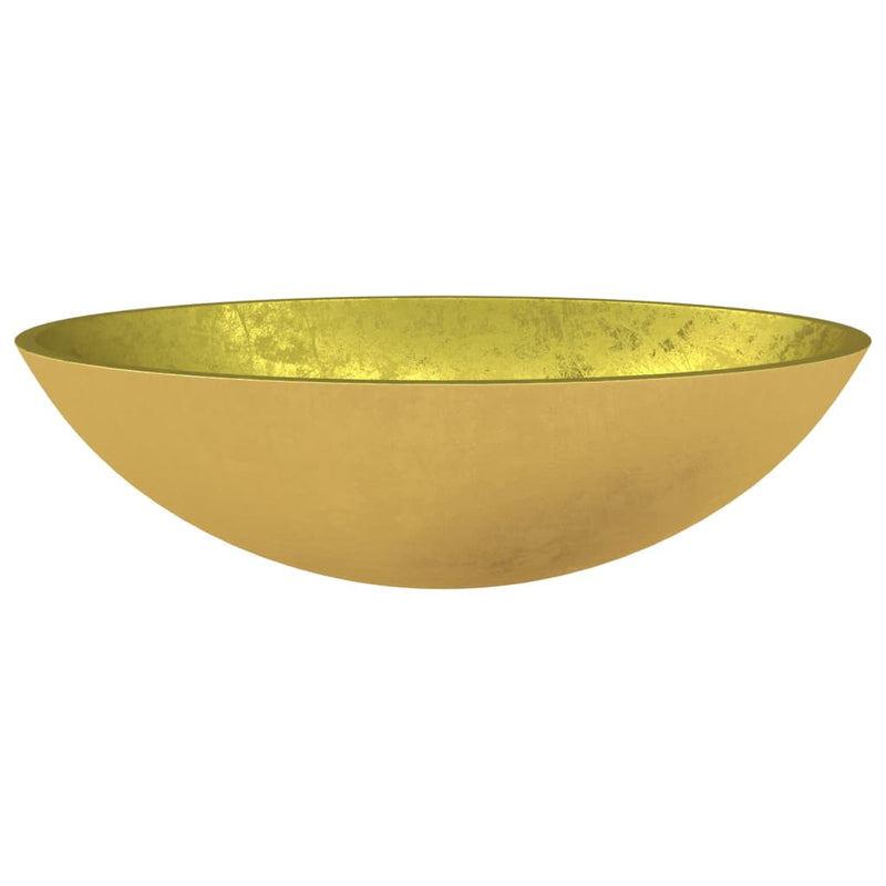 Afbeelding laden in galerijviewer, Vidaxl wasbak 50x37x14 cm glas goudkleurig
