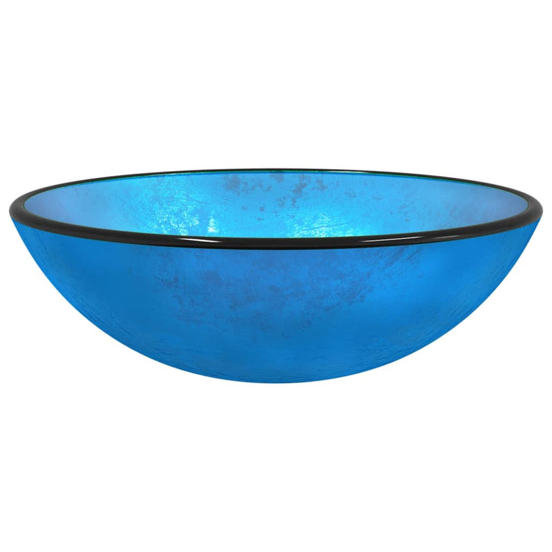 Afbeelding laden in galerijviewer, Vidaxl wasbak 42x14 cm gehard glas blauw
