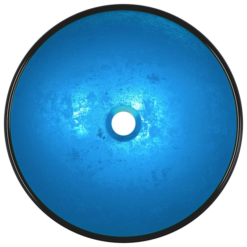 Afbeelding laden in galerijviewer, Vidaxl wasbak 42x14 cm gehard glas blauw
