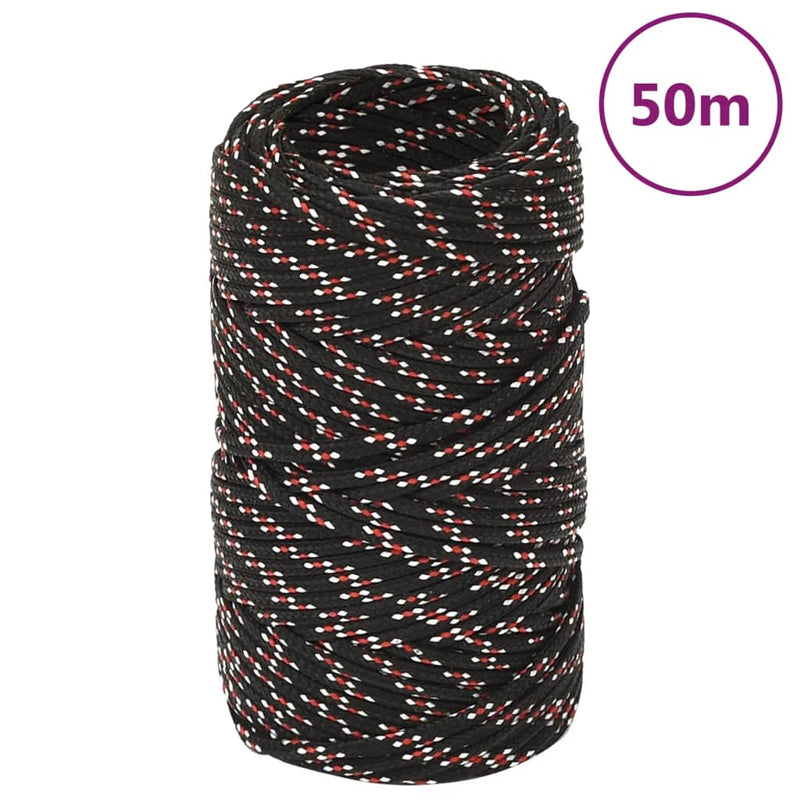Afbeelding laden in galerijviewer, Vidaxl boot touw 2 mm 50 m polypropyleen zwart
