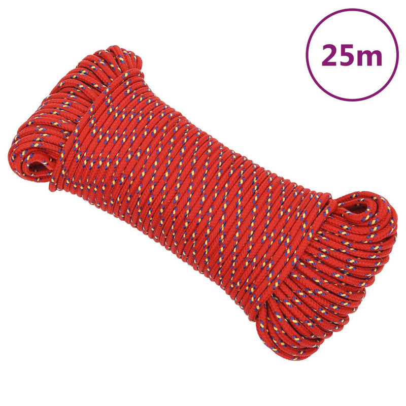 Afbeelding laden in galerijviewer, Vidaxl boottouw 4 mm 25 m polypropyleen rood
