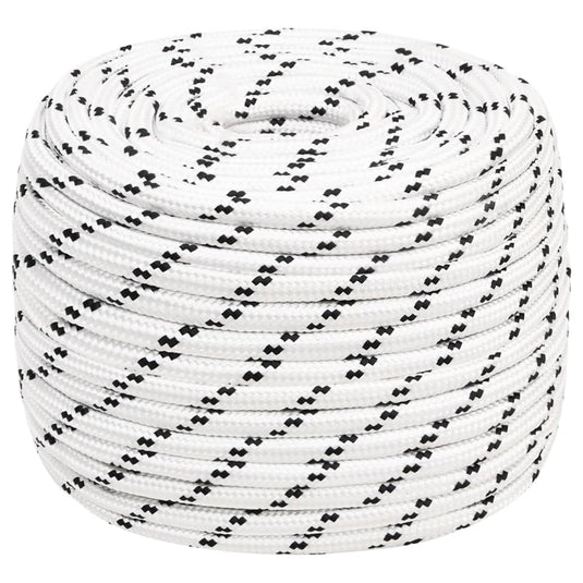 Vidaxl boottouw gevlochten 14 mmx100 m polyester wit